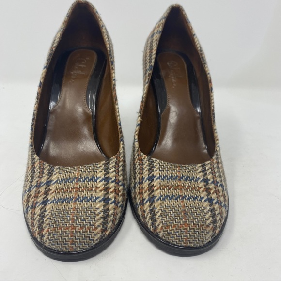 Cole Haan Wedge Heels Tartan Plaid Fabric Upper Size 6 - Picture 2 of 9